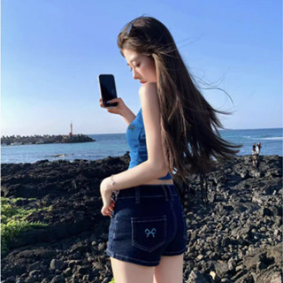 ⚡桃園出貨🚗 【優選好物】美式複古辣妹2024假兩件字母印花吊帶背心夏季無袖修身顯瘦上衣