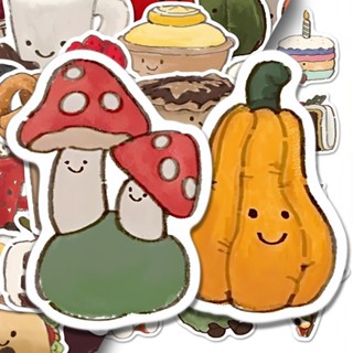 [💗臺灣🧡出貨💫]100張治癒系jellCAT食物插畫貼紙ins卡通古早食物diy手機貼畫防水323