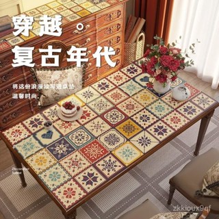 🐢 限時購 🐢印花桌墊防水防油防燙桌墊 免洗皮革餐桌墊 民族風幾何圖案 家用長方形茶幾墊 玄關電視櫃裝飾墊 ORE1