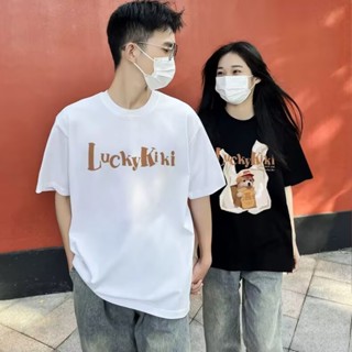 新款 夏裝 情侶短袖 情侶裝 T恤 夏季 小眾卡通 印花 短袖t恤 百搭半袖 男生T恤 上衣 男女衣著（SD328）