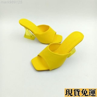 🌸限時免運🌸 高跟鞋拖鞋亞馬遜新款2026方頭夏季水晶跟歐美一字時尚外貿大碼女