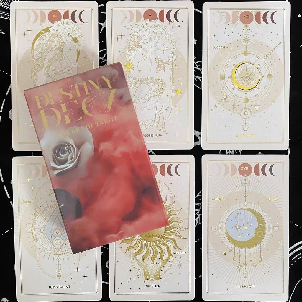 臺灣熱賣🔥偉特塔羅牌卡新款燙金塔牌羅 桌游紙卡 Destiny Deck 12x7CM神諭