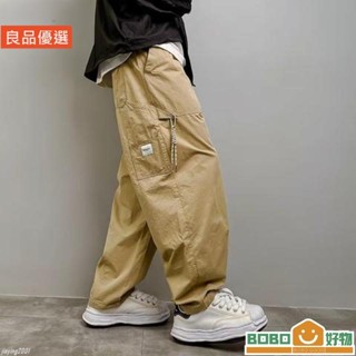 BOB好物❤胖子必備 M8XL 大尺碼工裝褲男 直筒闊腿長褲 卡其色工作褲 男生寬褲 寬鬆[LB017]休閒褲 顯瘦 抽