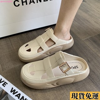 ✨低價免運✨寬腳懶人鞋軟底厚底包頭半拖女 外出拖鞋