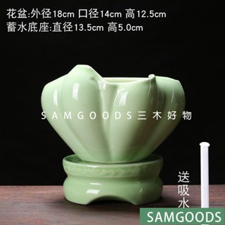三木家 懶人花盆 自動吸水陶瓷花盆 蝴蝶蘭君子蘭石斛清香木儲水式花盆創意