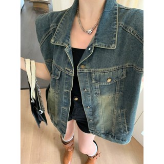 𝑩𝑮 牛仔馬甲外套女 胖mm馬甲 ins複古水洗牛仔背心外套 加大碼坎肩馬夾上衣 韓版夏季女裝
