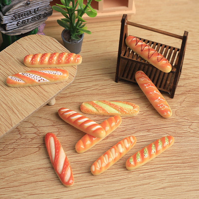 【台灣爆款-熱賣】法棍發面包混款仿真食物玩具 仿真迷你擺件 樹脂配件diy手機殼頭繩材料包0328