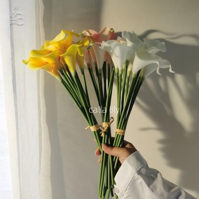 馬蹄蓮仿真花 仿真植物居家裝飾 人造花 拍照道具 仿真植物 花盆景 婚慶裝飾品 捧花裝飾 3支