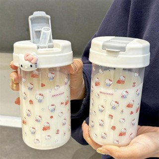 可愛卡通hellokitty大容量噸噸杯 吸管杯 耐摔耐高溫杯子 珍珠吸管杯 飲料杯 吸管杯 隨行杯 水壺 水杯
