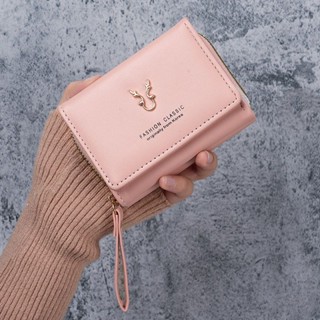 環球小鋪 韓版短夾女 真皮多卡位錢包 大容量零錢袋 時尚迷你小皮夾 小錢包手拿拉鏈零錢包多功能三折卡包收納包一體