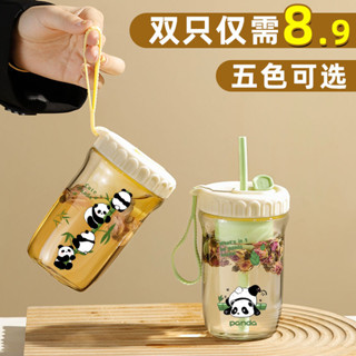 🔥臺灣熱賣🔥 大容量杯子ins高顔值吸管杯玻璃杯簡約高階女辦公室咖啡杯飲料杯