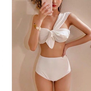 -CUSTOM- 單肩扭結高腰兩件式泳裝比基尼