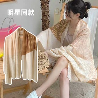 防曬披肩 夏季冰絲透氣 遮陽披肩 防曬服 冰絲防曬衫 防曬衣 防紫外線 明星衕款絲巾女夏季出遊兩用圍巾春秋款旅遊防曬棉麻
