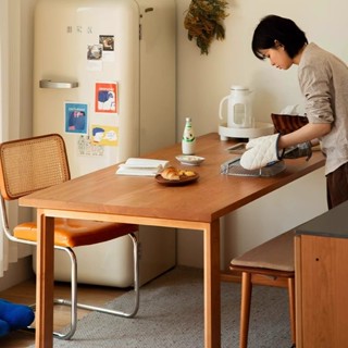 【臺灣公司貨 免運/免關稅】莫比恩北歐實木餐桌日式家用加厚書桌櫻桃木電腦大闆桌工作臺