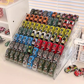 「寶莉」收納 1:64風火輪多美卡亞克力閤金模型階梯透明展示架多層小汽車收納盒 收瞭盒 EWEC