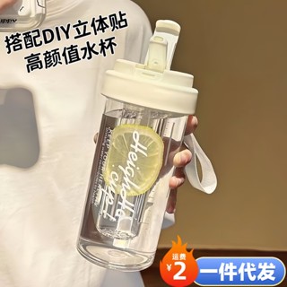 【佳盾】無印良品耐高溫水杯女生新款2024高顔值吸管杯學生便攜茶水分離塑 NEL3