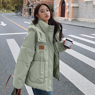 Luzi🍀大尺碼冬天外套設計感羽絨服女冬2023年新款韓版寬松加厚連帽短款棉外套潮