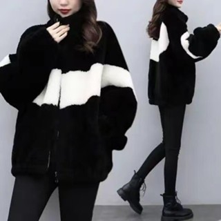 Luzi🎀M-6XL 大尺碼外套 大碼羊羔絨字母寬鬆外套女 毛絨外套 冬天外套 上衣女