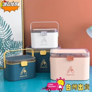 【限時特賣】北歐風 雙層藥箱 收納箱 醫藥箱 保健收納籃 藥盒 急救箱 手提醫療箱 儲物盒 藥品收納盒 便攜掛醫療護理箱