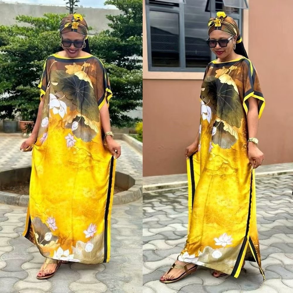 🌞SPF50+ Silk gown dress 跨境新款非洲仿真絲長袍麗錦緞防曬衣