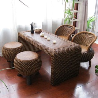 簡約藤編客廳 茶几仿古 陽臺茶 茶桌 茶桌椅 泡茶桌椅組 桌椅組合 草編榻榻米 功夫茶桌 地臺桌子【訂金】