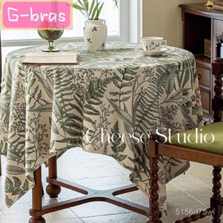 G-bras 【2029人收藏】美式輕奢風桌布植物印花橄欖綠色法式複古咖啡店臺布餐布桌旂