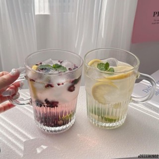【魔法雜貨鋪】大容量水果茶杯ins風莫吉託杯果汁杯帶把玻璃杯把手水杯牛奶咖啡杯