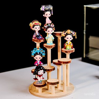 實木階梯展示架 木質階梯收納架 公仔展示架 盲盒展示架收納木質手辦置物架泡泡瑪特萌粒立牌玩具擺件陳列階梯 收納櫃 置物架
