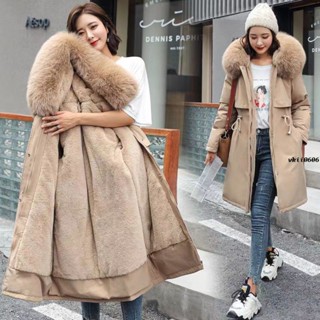 M-6XL 大尺碼外套 大碼女裝 派克棉服女中長款大碼韓版加絨棉衣棉襖外套加厚冬天棉襖 vk