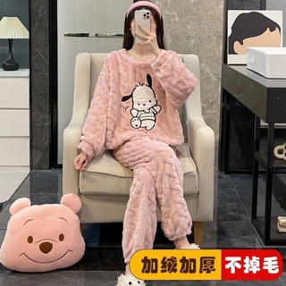 ✅最新款式✅小詩精選 女士珊瑚絨睡衣加厚法蘭絨簡約可愛帕恰狗學生可外穿秋冬季家居服