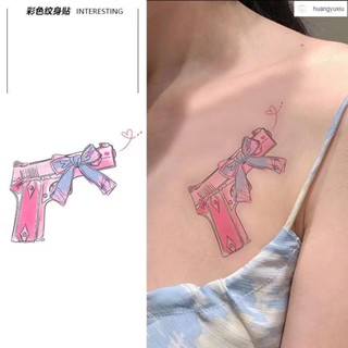 🎀臺灣出貨🎀RUIRUI🎀少女手槍彩色紋身貼防水持久辣妹 甜酷可洗高顏值真實感貼紙ins風