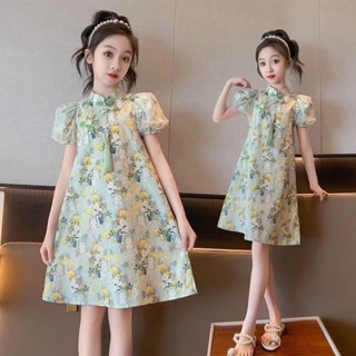 限時免運🌸女童洋裝旗袍夏裝新中式兒童夏季漢服改良女孩中國風小學生裙子