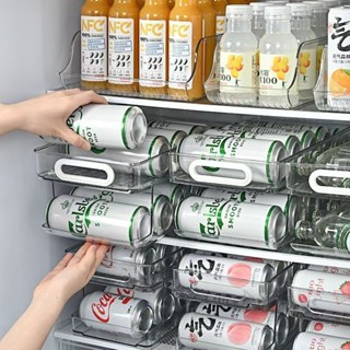 🌸桃園出貨🌸冰箱啤酒飲料收納盒 雙層易拉罐滾動收納盒 家用可樂雪碧冷藏儲存盒 雪櫃收納盒 冰櫃置物架