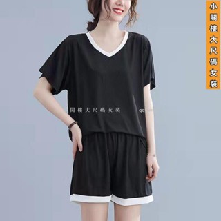 臺灣發貨👗150公斤可穿 家居服 睡衣套裝 冰絲睡衣套裝 兩件式睡衣套裝 女裝睡衣女夏薄款寬鬆短袖短褲居家服二件套裝