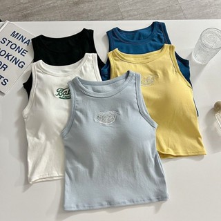 臺灣出貨[DWTS]甜辣吊帶外搭時尚帶胸墊外穿遮副乳baby藍色工字背心無袖內搭上衣罩杯小可愛 背心內衣 內搭小可愛