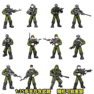 可動兵人 模型 軟膠:多關節可動特種兵人軍事積木人仔模型手辦特警玩具