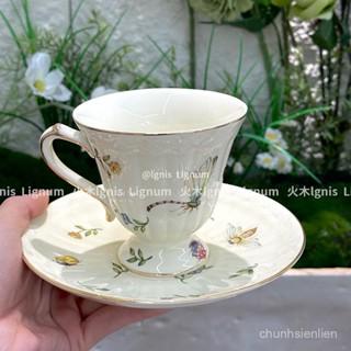 【限時特惠】【精緻下午茶】ins法式陶瓷咖啡杯金邊手繪碎花複古茶杯精緻杯碟套裝歐式下午茶#森格