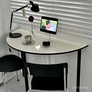 【喜樂生活館】家用半圓靠墻餐桌北歐中古小戶型簡約不銹鋼家用ins咖啡書桌洽談