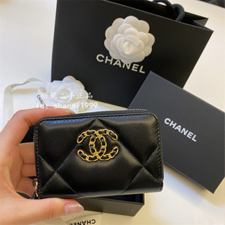 СHАNЕL 19系列 編織大LOGO 小羊皮 拉鏈零錢包 卡包 短夾 卡夾 AP0949