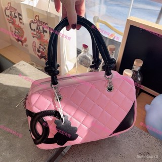 🔥吳魚魚的包包鋪🔥【容量大】香風新款vintage康鵬中古保齡球羊皮斜挎時尚枕頭手提包菱格肩揹包 FNSW