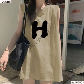 臺灣出貨🚚-美式夏季潮流小眾外穿美式無袖T恤女寬鬆中長款背心女坎肩上衣服小可愛/背心/弔帶 字母印花休閒百搭潮流女生上衣