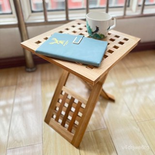 【喜樂生活館】實木折疊咖啡桌小戶型床邊桌免安裝便攜戶外陽臺方桌家用茶幾餐桌