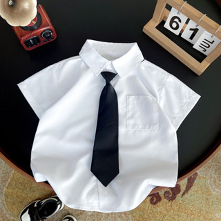 【東大門男童】兒童白襯衫男女童長短袖夏季小學生校服中大主持演出服白色襯衣潮