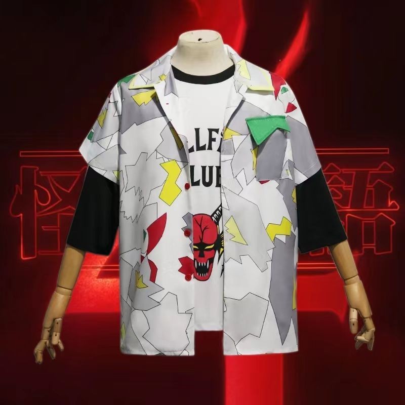 怪奇物語4 cos達斯汀cos服短袖地獄火俱樂部T恤達斯汀襯衣萬圣節