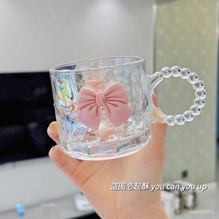 🍁 限時下殺 大耳朵蝴蝶結玻璃杯小眾設計感ins風馬克杯高顔值水杯咖啡牛奶杯可愛馬克杯 復古陶瓷馬克杯 VN7C