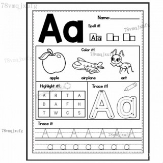 胖東來#幼兒英文學習敎材 英文敎材 國小 幼兒園學前26個字母15款大小寫描紅字帖塗色英文作業紙 JNCY