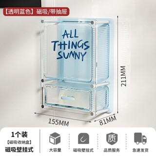 臺灣熱賣【穩固防掉落】冰箱磁吸收納盒琺瑯闆壁掛收納架廚房置物架側麵磁鐵保鮮膜儲物盒