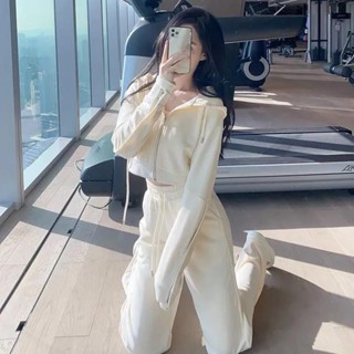 Good✨休閒運動套裝女ins春秋季新款韓版連帽衛衣外套設計感時尚兩件套