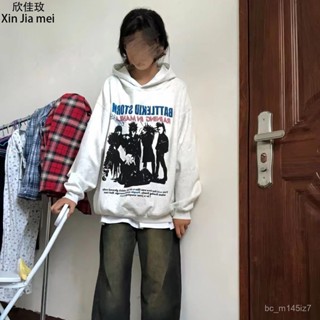 🥇限時下殺🥇超火連帽 oversize 衛衣 女 個性 寬鬆 百搭 秋季新款 印花 慵懶風 長袖上衣 QNMI