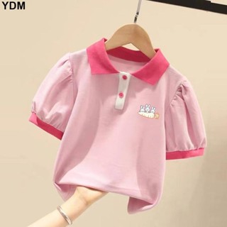 YDM 女童polo衫短袖2024夏季新款兒童翻領T恤中大童時尚薄款半袖上衣